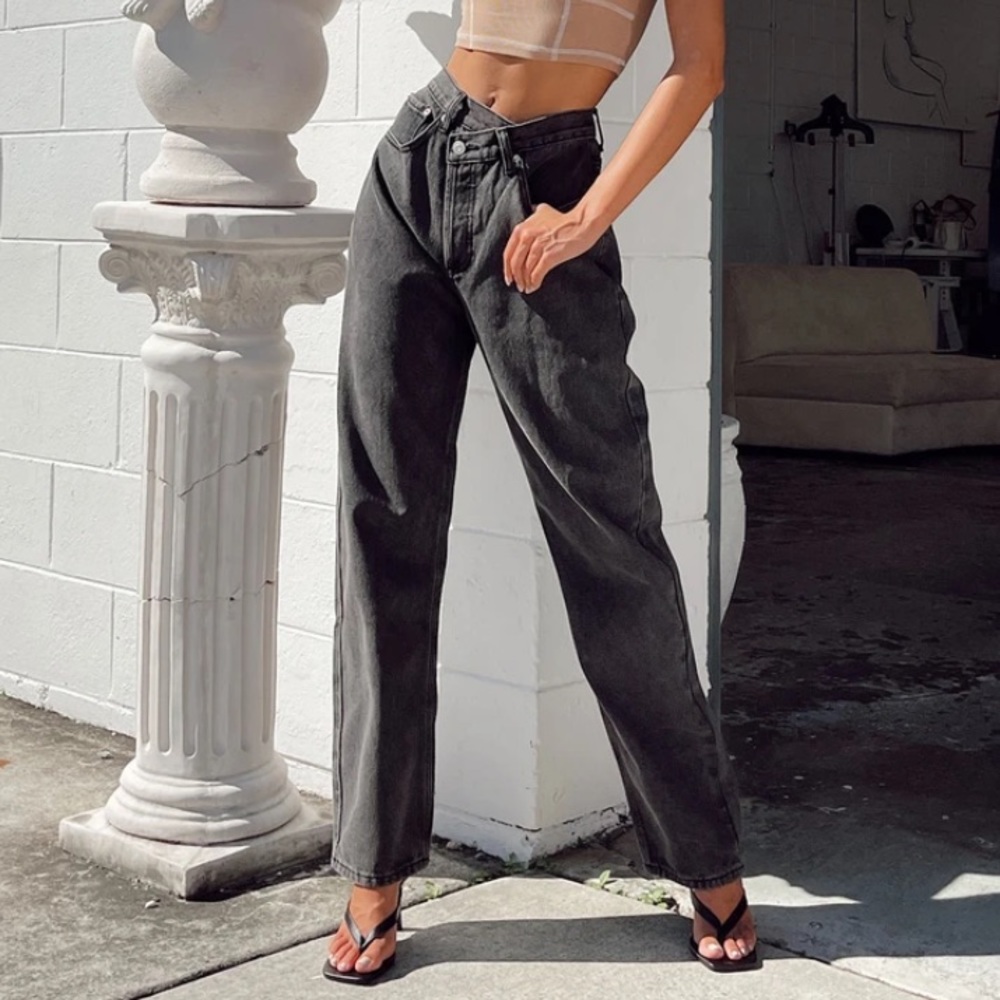 Princess Polly Holly Asymmetrical Black Jean